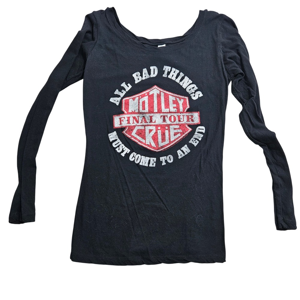 Pima Apparel Motley Crue Shirt Women Large Black Final Tour Long Sleeve Graphic